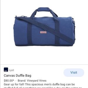 Vineyard Vines medium blue canvas duffle